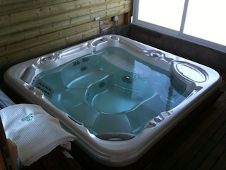 Spa with massage jets for the back, spine, thighs, and feet.